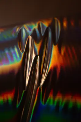 close up of an iridescent foil that is part of an immersive light art installation by jacqueline hen 