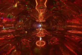 look inside a golden inflatable that is an immersive light art installation by the artist jacqueline hen 